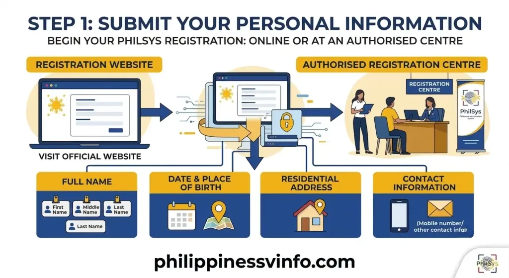 To begin your PhilSys registration, visit the official registration website or an authorised registration centre.