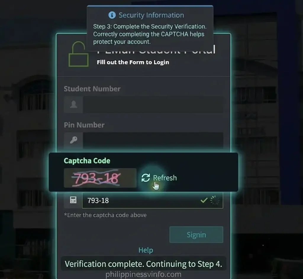 If a CAPTCHA or security check appears, complete it correctly to continue. PLMun Student Portal helps protect your account from unauthorized access.