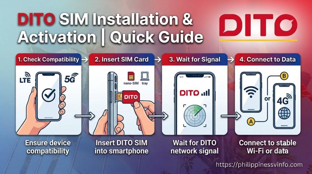 Insert your SIM card into a compatible smartphone and wait for the DITO network signal to appear. Before starting the registration process, make sure your device is connected to a stable Wi-Fi or mobile data connection for a smooth and uninterrupted experience.DITO SIM Registration