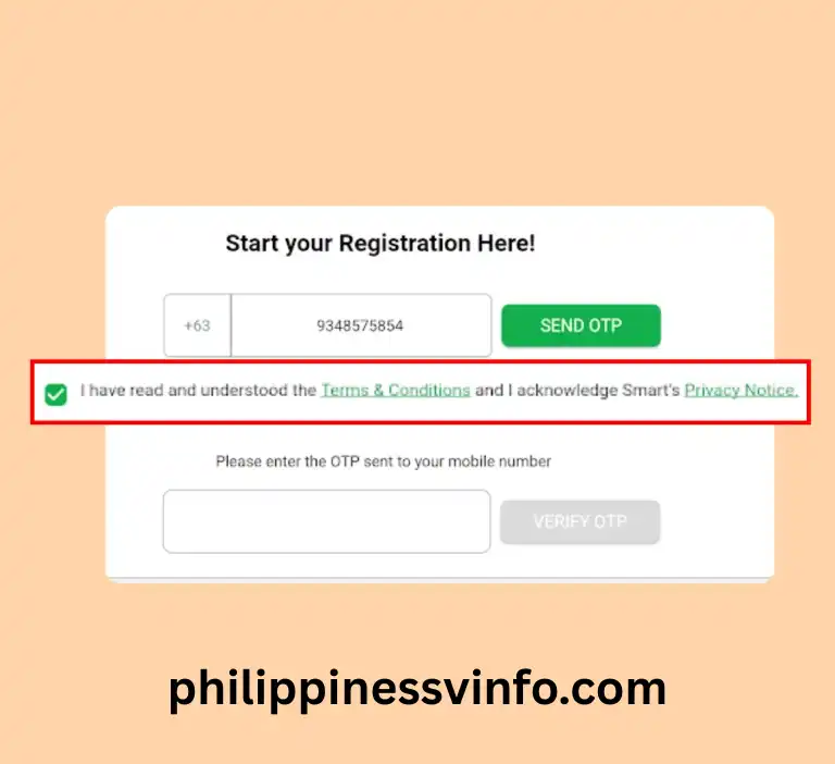 TNT SIM Registration
Step 3: Accept the Terms and Conditions