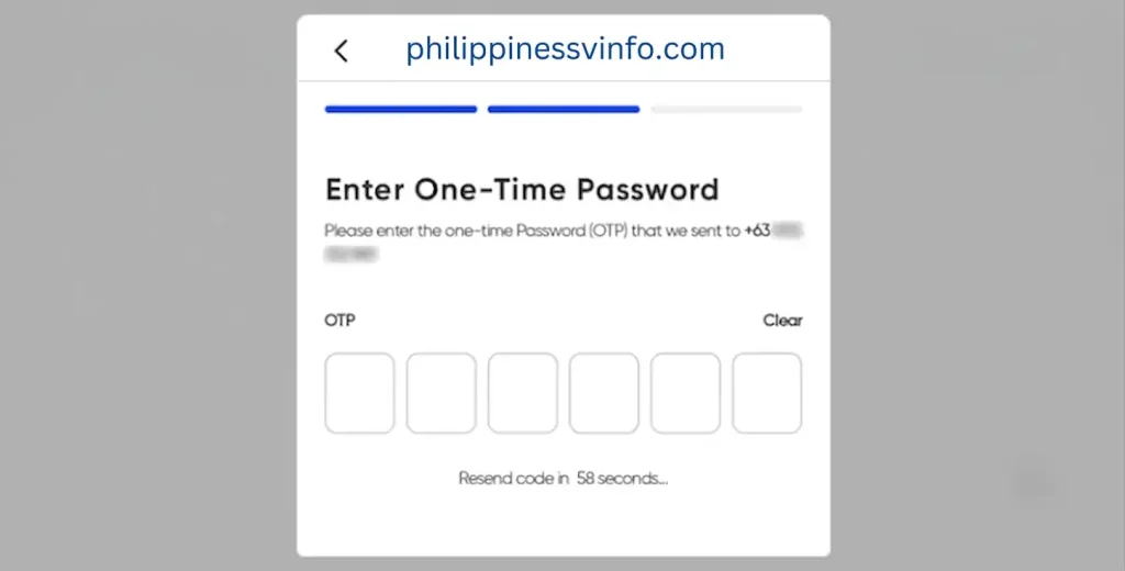 A 6-digit One-Time Password (OTP) will be sent to your registered mobile number via SMS.