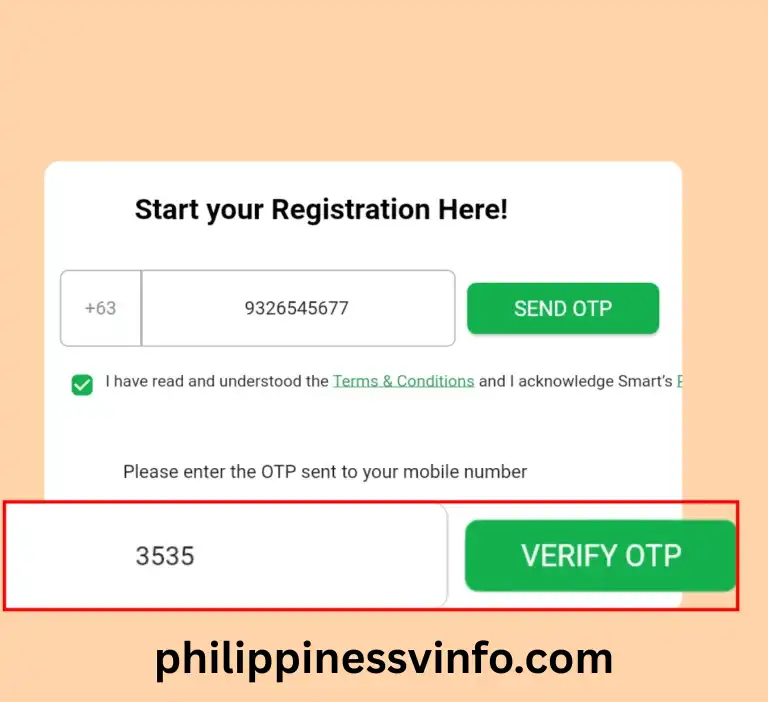 TNT SIM Registration
Step 4: Verify the One-Time Password (OTP)