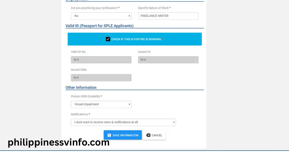 Step 5: Save Your Registration Details

Once all mandatory fields have been completed, click "Save Information" to store your profile. Take a moment to review your entries to ensure all information is correct before proceeding.